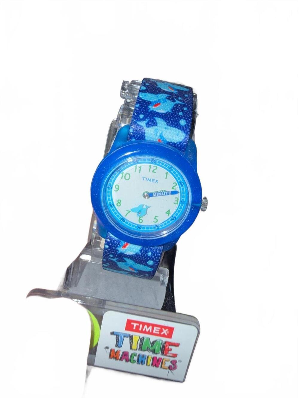 Timex Time Machines 29 Blue Shark Elastic Fabric Kids Watch